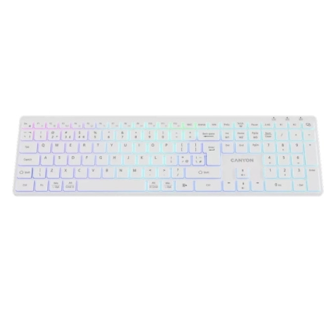 Canyon Клавіатура Canyon HKB-W11 Slim Dual Mode Wireless/Bluetooth RGB UA White (CNS-HBTK11W)