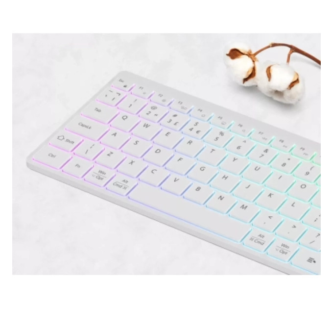 Canyon Клавіатура Canyon HKB-W11 Slim Dual Mode Wireless/Bluetooth RGB UA White (CNS-HBTK11W)