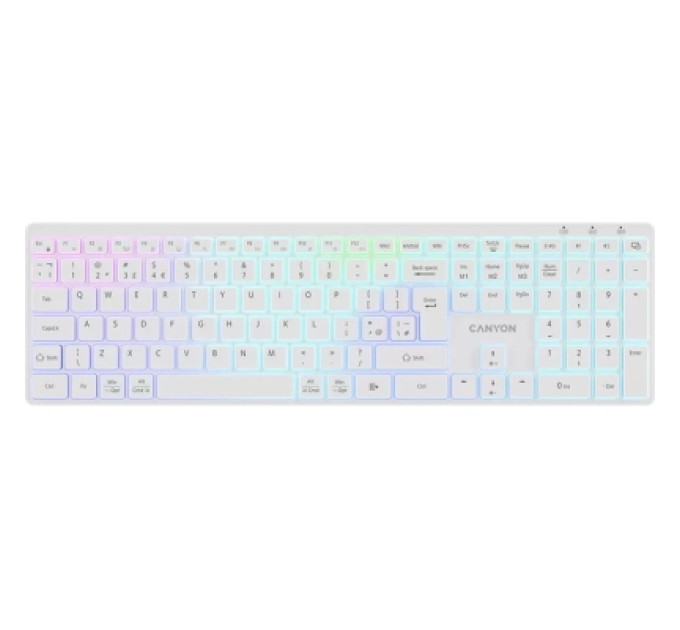 Canyon Клавіатура Canyon HKB-W11 Slim Dual Mode Wireless/Bluetooth RGB UA White (CNS-HBTK11W)