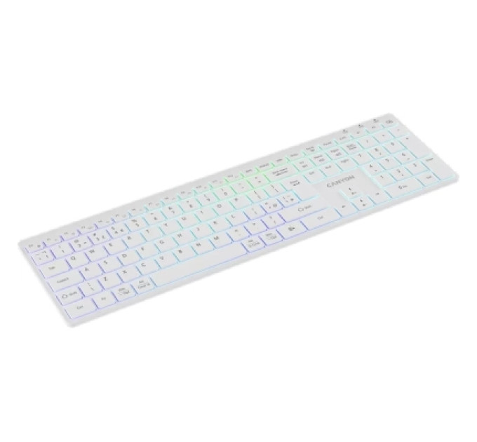 Canyon Клавіатура Canyon HKB-W11 Slim Dual Mode Wireless/Bluetooth RGB UA White (CNS-HBTK11W)