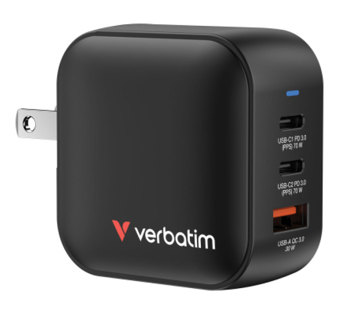 Verbatim Зарядний пристрій Verbatim MiniGaN 70 W 3 ports (2xUSB-C/1xUSB-A) (32229)