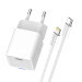 ColorWay Мережевий зарядний пристрій ColorWay GaN Mini 20W PD Port PPS USB-C White (CW-CHS059PD-WT) + кабель Lightning