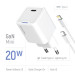 ColorWay Мережевий зарядний пристрій ColorWay GaN Mini 20W PD Port PPS USB-C White (CW-CHS059PD-WT) + кабель Lightning