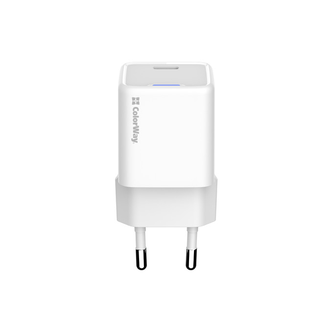 ColorWay Мережевий зарядний пристрій ColorWay GaN Mini 20W PD Port PPS USB-C White (CW-CHS059PD-WT)