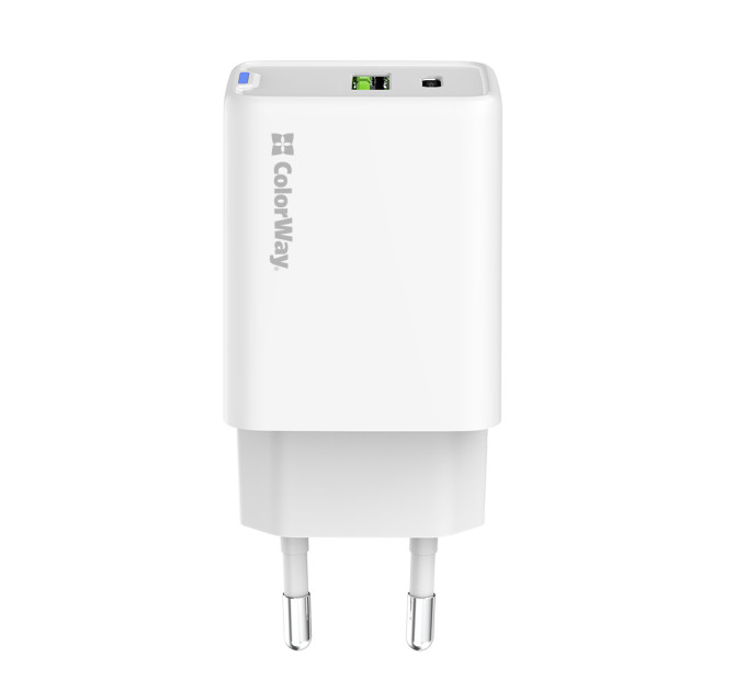 ColorWay Мережевий зарядний пристрій ColorWay GaN Mini 45W PD Port PPS USB (Type-C PD + USB QC4.0) White (CW-CHS060PD-WT)