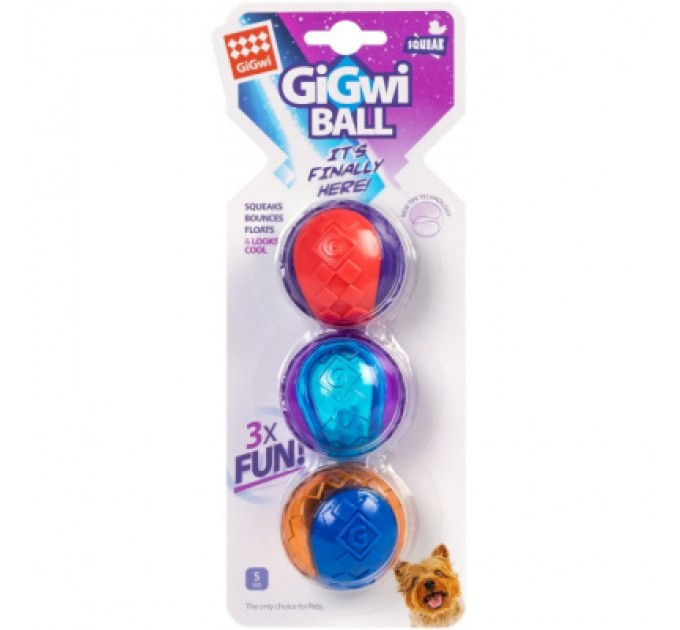 GiGwi Іграшка для собак GiGwi Ball Три м'ячі з пищалкою 5 см (2323)