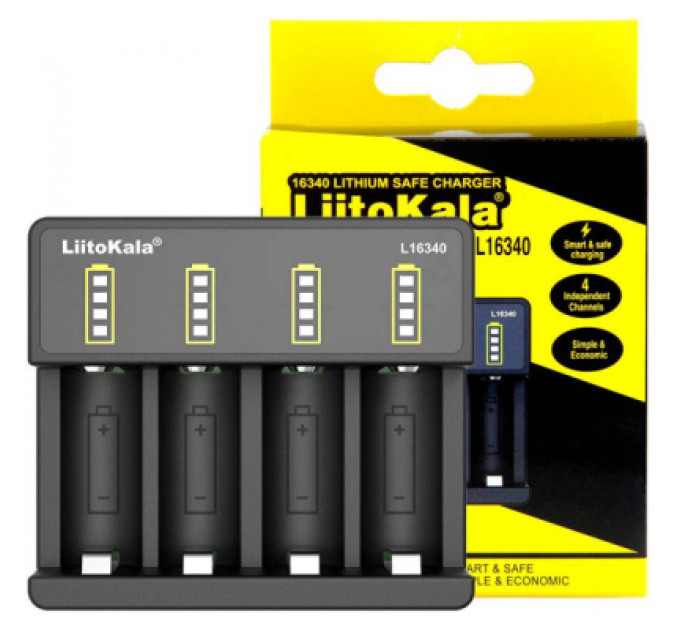 Liitokala Зарядний пристрій для акумуляторів Liitokala 4 Slots, Li-ion, 16340, CR123A (Lii-L16340)