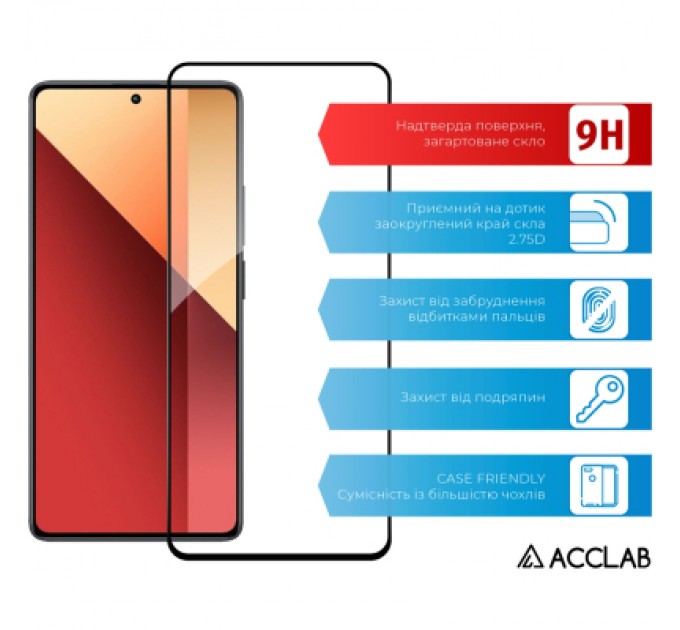 ACCLAB Скло захисне ACCLAB Full Glue Xiaomi Redmi Note 13 Pro 4G Black (1283126583780)