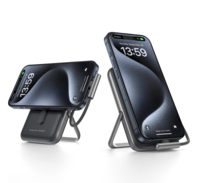 Choetech Батарея універсальна Choetech Magnetic Wireless 10000mAh 20W, PD, Qi-15W, USB-C In/Out, build-in cabel, Black (B735-CCBK)