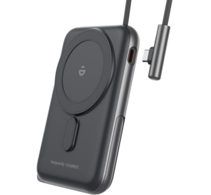Choetech Батарея універсальна Choetech Magnetic Wireless 10000mAh 20W, PD, Qi-15W, USB-C In/Out, build-in cabel, Black (B735-CCBK)