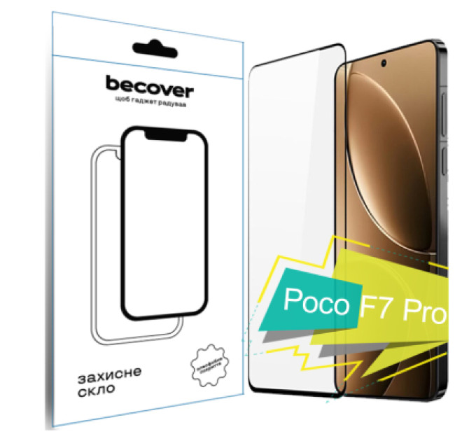 BeCover Скло захисне BeCover Poco F7 Pro Black (713416)