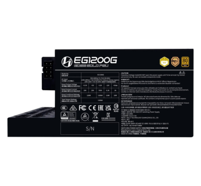 Lian Li Блок живлення Lian Li 1200W EDGE GOLD Black (G9P.EG1200G.BH00.EU)