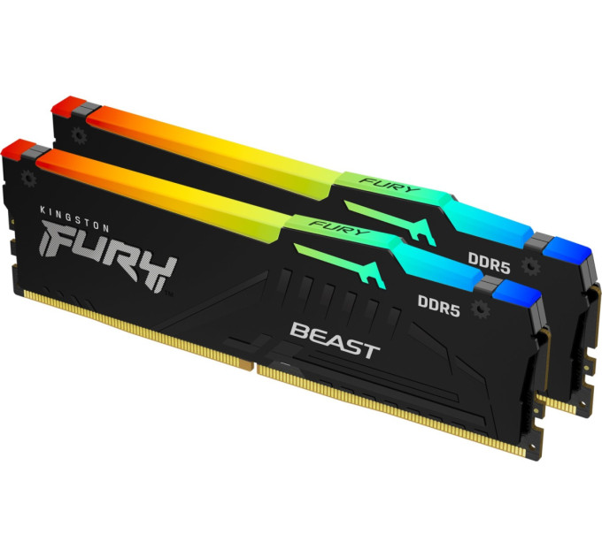 Kingston Модуль пам`яті DDR5 32GB/5600 Kingston Fury Beast RGB Black (KF556C36BBE2A-32)
