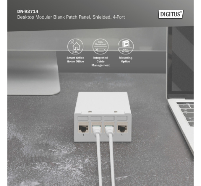 Digitus Патч-панель настільна, 4 порти, модульна Digitus (DN-93714)