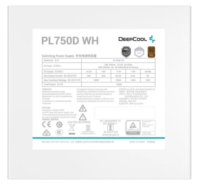 Deepcool Блок живлення Deepcool 750W (PL750D WH)
