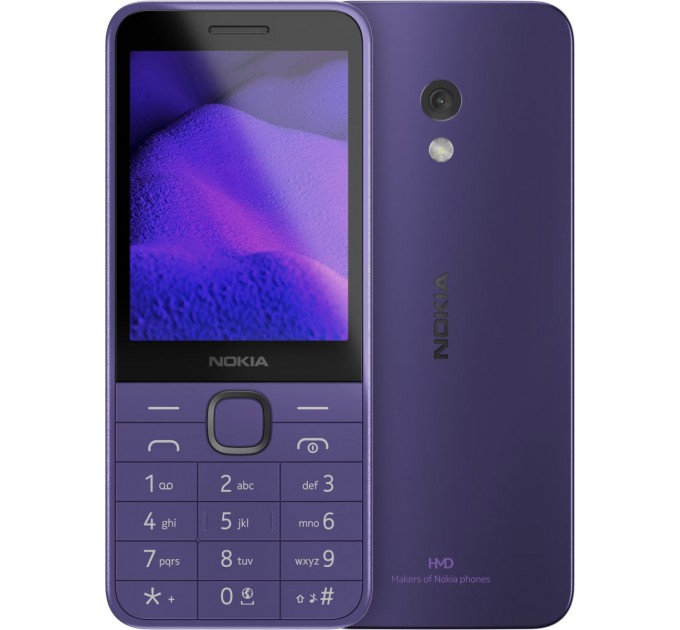 Nokia Мобильный телефон Nokia 235 4G 2024 Dual Sim Purple; 2.8" (320х240) TN / кнопочный моноблок / Unisoc T107 / ОЗУ 64 МБ / 128 МБ встроенной + microSD до 32 ГБ / камера 2 Мп / 4G (LTE) / Bluetooth / ОС Nokia Series 30+ / 121.53x54.2 мм / 1450 мАч 