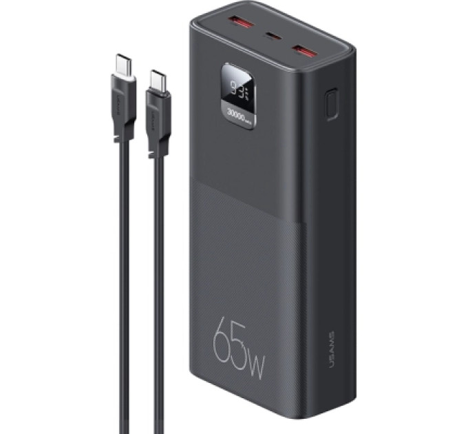 Usams Батарея універсальна Usams PB68 30000mAh PD/3.0/65W, QC/3.0, Black (ATXLOGTC01)