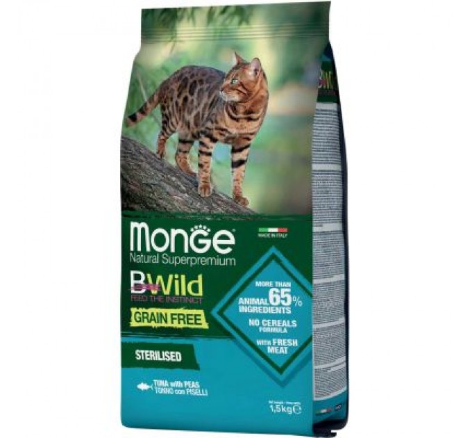Monge Сухий корм для кішок Monge Cat Bwild GR.FREE зі смаком тунця 1.5 кг (8009470012089)