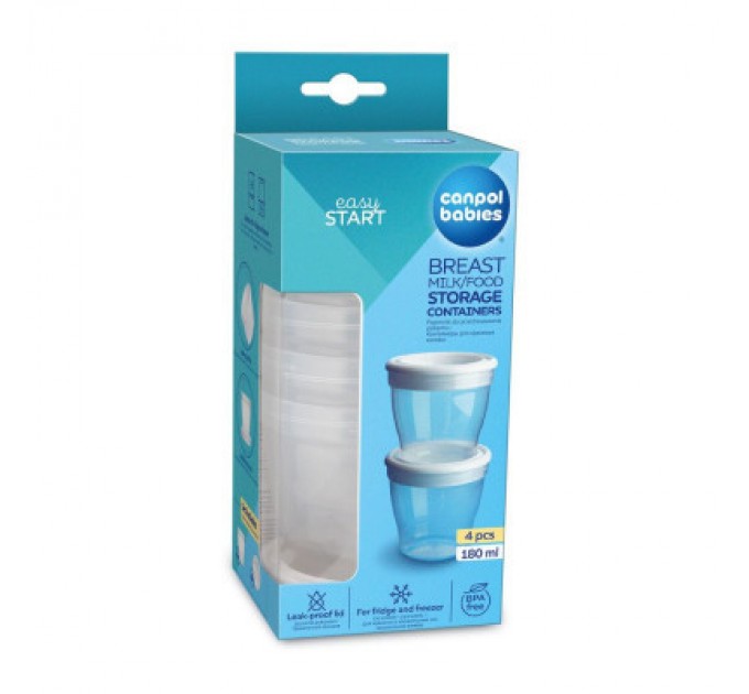 Canpol babies Контейнер для зберігання грудного молока Canpol babies та їжі 4 шт (180 мл) (12/204)