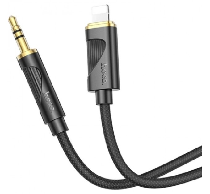 HOCO Кабель мультимедійний Lightning to 3.5mm M 1.0m silicone black HOCO (6942007625494)