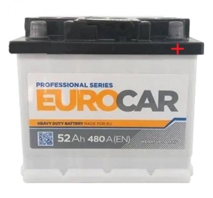 EUROCAR Акумулятор автомобільний EUROCAR 6СТ-52АЗ (0) (-/+) (L3) 480А 12V (E)