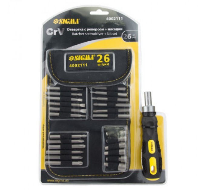 Sigma Набір викруток Sigma з бітами 18шт + насадки торцеві 6шт CrV (4002111)