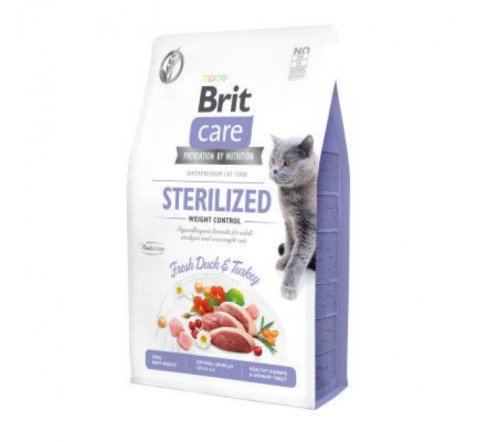 Brit Care Сухий корм для кішок Brit Care Cat GF Sterilized Weight Control 2 кг (8595602540792)