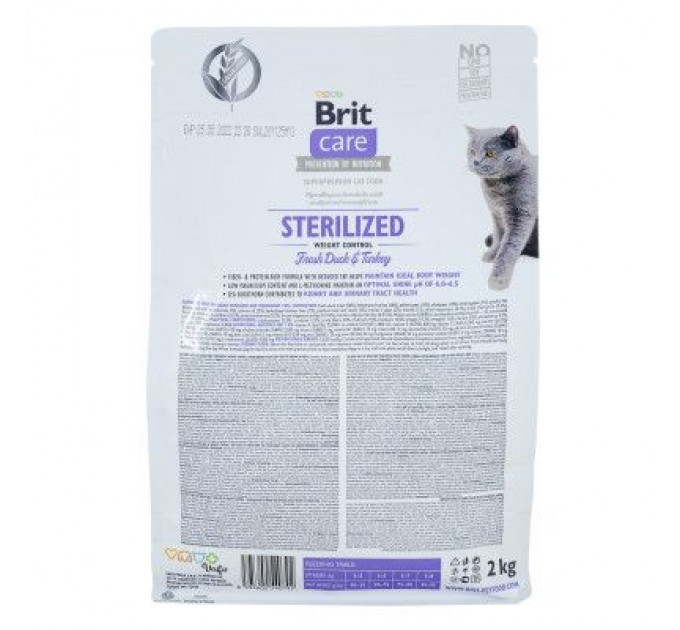 Brit Care Сухий корм для кішок Brit Care Cat GF Sterilized Weight Control 2 кг (8595602540792)