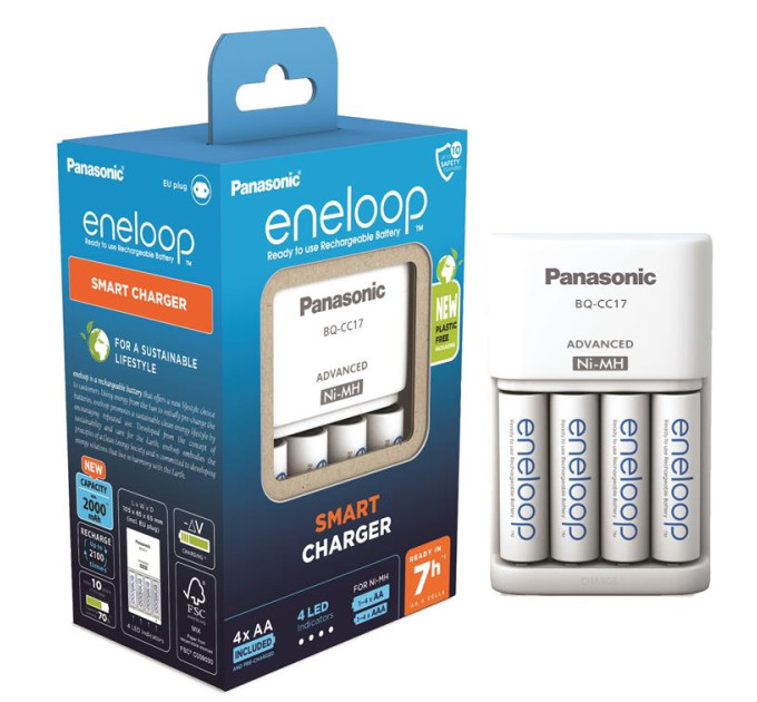 Panasonic Зарядний пристрій Panasonic Advanced Charger + Eneloop AA/HR06 Ni-Mh 2000 мАh 4 шт.
