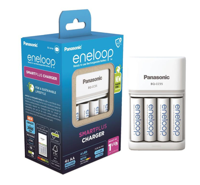 Panasonic Зарядний пристрій Panasonic Smart-Quick  Charger + Eneloop AA/HR06 Ni-Mh 2000 мАh 4 шт.