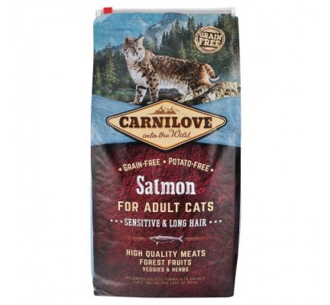 Carnilove Сухий корм для кішок Carnilove Cat Sensitive and Long Hair 6 кг (8595602512270)