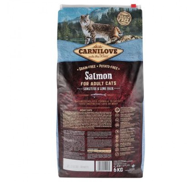 Carnilove Сухий корм для кішок Carnilove Cat Sensitive and Long Hair 6 кг (8595602512270)