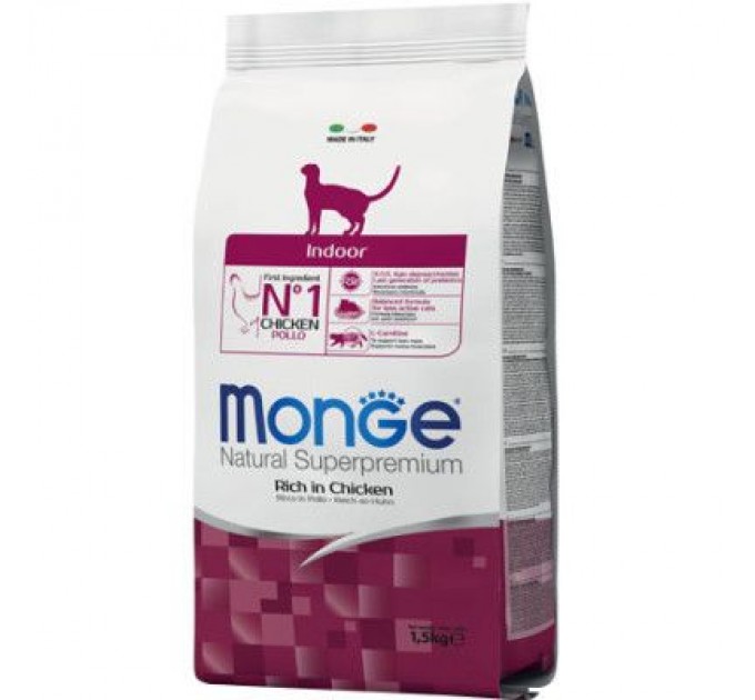 Monge Сухий корм для кішок Monge Cat Indoor зі смаком курки та рису 1.5 кг (8009470005111)