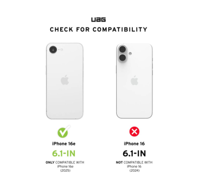 UAG Чохол до мобільного телефона UAG iPhone 16E (4th Gen 2025) Essential Armor MagSafe Ash (114496113131)