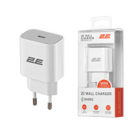 Зарядний пристрій 2E 30W USB-C PD white (2E-WC1USBC30W-W)