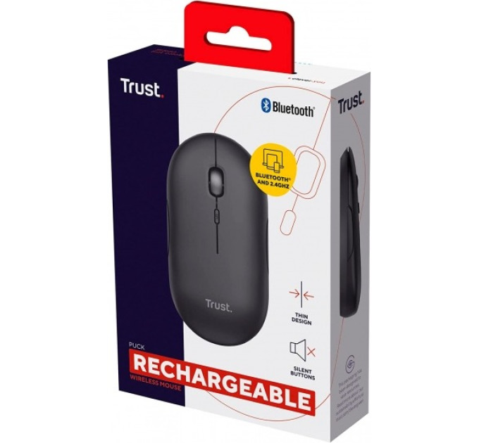 Trust Миша бездротова Trust Puck Rechargeable Black (24059)