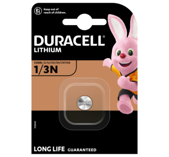 Duracell Батарейка 1/3N 3V спеціальна літієва, 2L76 / CR1 / 3N / CR11108, 1 шт. в упаковці Duracell (5007803)