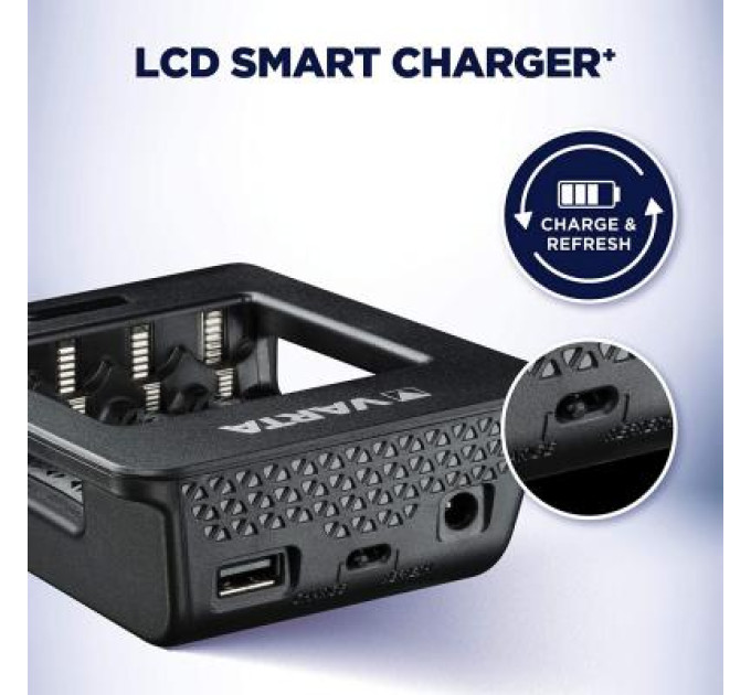 Varta Зарядний пристрій для акумуляторів Varta LCD Smart Plus CHARGER +4*AA 2100 mAh (57684101441)