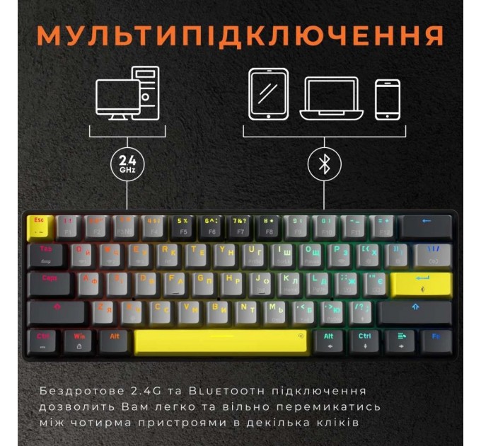 GamePro Клавіатура бездротова GamePro MK130G Pro Outemu Red Switch Hot-Swap RGB Black