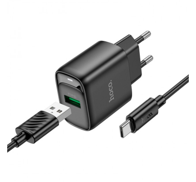 HOCO Зарядний пристрій HOCO C140A Smart USB QC3.0 + cable USB to USB-C Black (6942007627825)
