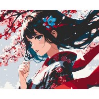 Картина по номерам ArtCraft Дівчина з сакурою 40х50 см (16107-AC)