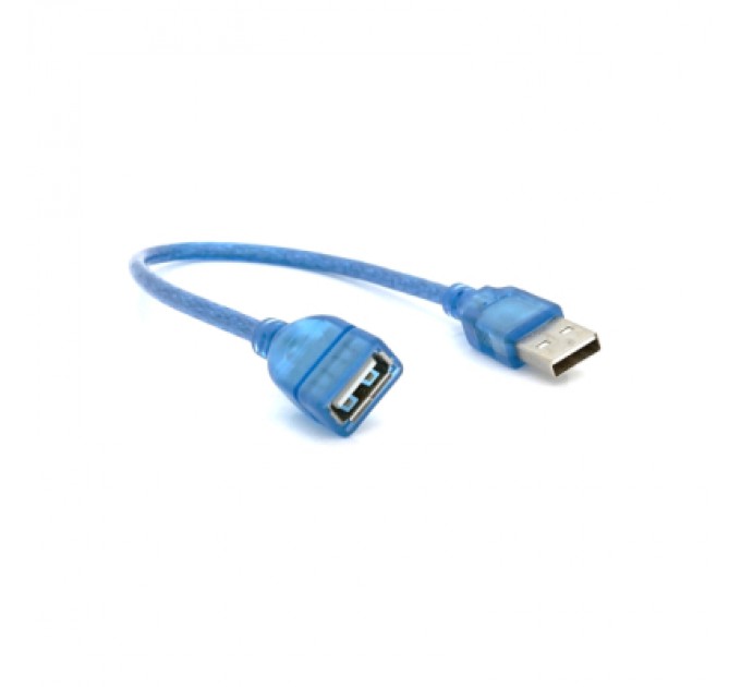 Voltronic Дата кабель USB 2.0 AM/AF 0.3m blue transparent Voltronic (YT-AM/AF-0,3TBL)