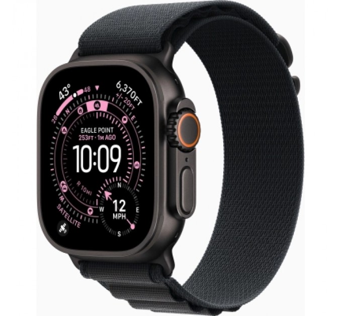 Apple Смарт-годинник Apple Watch Ultra 3 GPS + Cellular 49mm Black Titanium Case with Black Alpine Loop - Large (MF0X4QP/A)