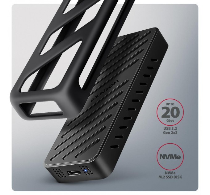 AXAGON Зовнішній металевий бокс USB-C 20 Гбит/с для дисків M.2 NVMe SSD AXAGON