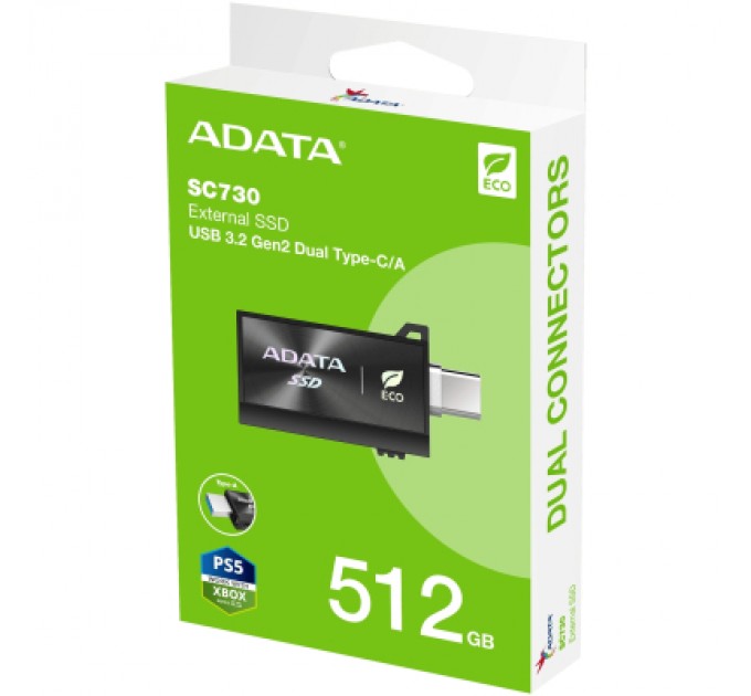 ADATA Накопичувач SSD USB 3.2 512GB SC730 ADATA (SC730-512G-CACTI)