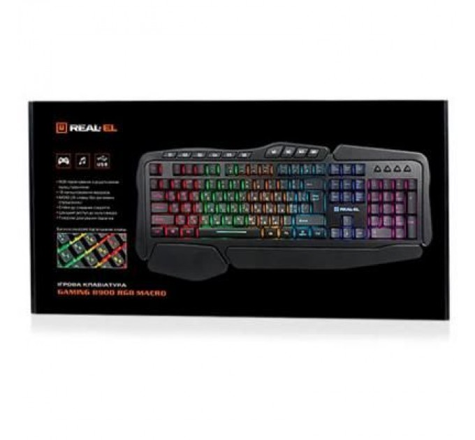 Клавіатура REAL-EL 8900 Gaming RGB Macro, black