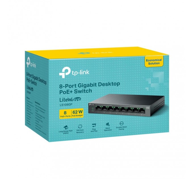 TP-Link 8-портовий гігабітний комутатор, LS108GP TP-LINK