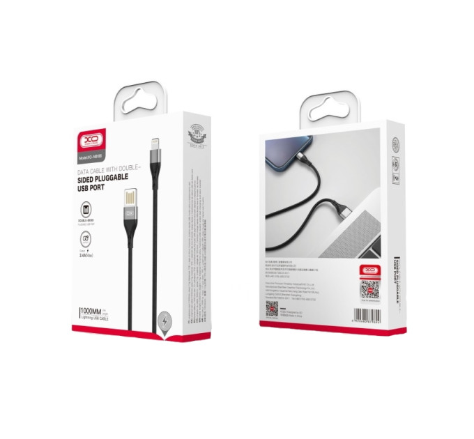 XO Кабель XO NB188 USB - Lightning, (M/M), 2.4A 1 м Gray (6920680879694)