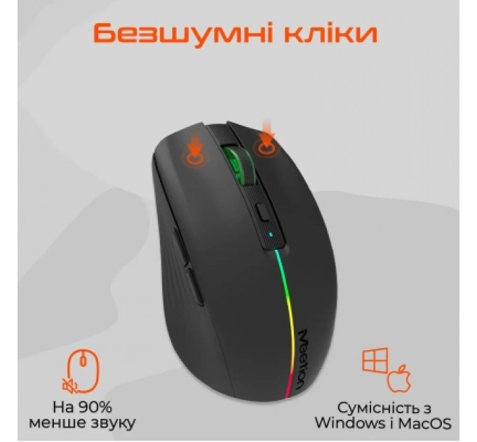 Meetion Мишка Meetion BTM002 Wireless/Bluetooth Black (MT-BTM002-A)