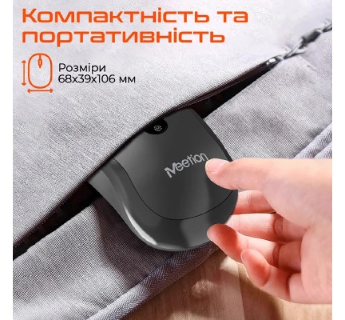 Meetion Мишка Meetion BTM185R Bluetooth/Wireless Black (MT-BTM185R-A)